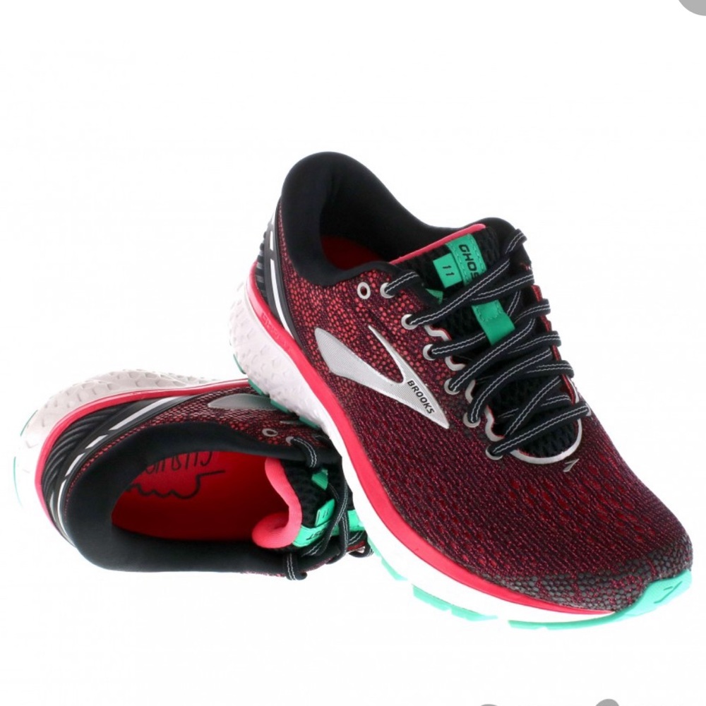 BROOKS Black Pink Aqua Women's Ghost 11 Running Sneaker Shoes